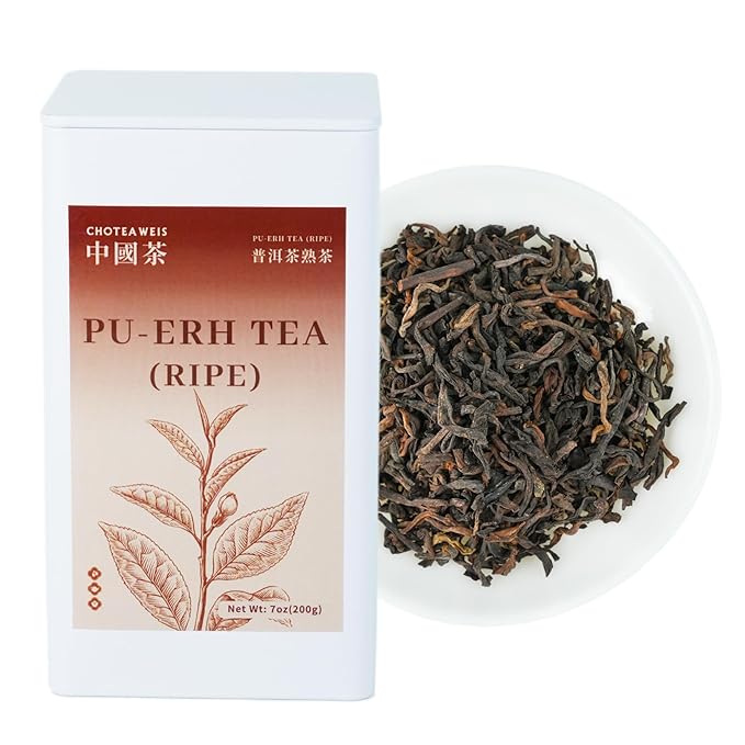 Choteaweis Chinese Dark Tea Loose Leaf Pure Leaves in Iron Can Ripened Pu-erh Tea | 100% Natural with No Artificial Additives | 7.0 Ounce (200g)