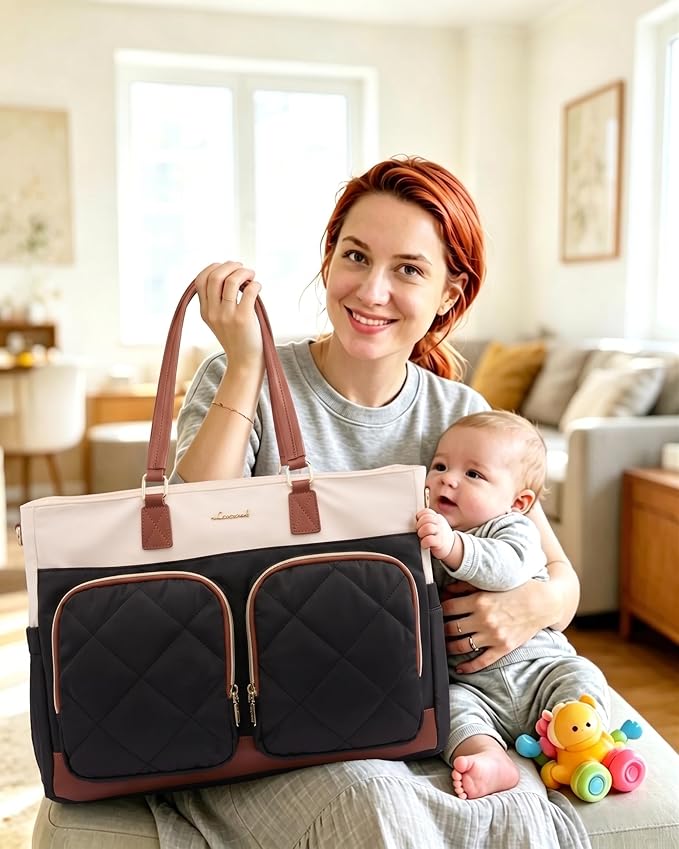 LOVEVOOK Work Tote Bag with Lunch Compartment & Cup Holder, 15.6" Laptop Lunch Bag Combo for Women,Large Work Tote for Teacher, Nurse & Office Commuter