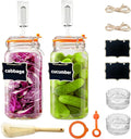 Fermentation Jar, 2 Pack 64oz Glass Fermenting Kit with Fermenting Weights Airlocks Brush,Sealed fermentation lids Tracks ferment date