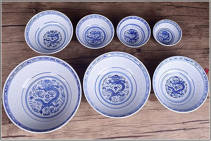 Ceramic Ramen Noodle Bowls, Blue and White Porcelain Chinese Retro Dessert, Soup, Cereal, Rice, Udon, Asian Noodles Bowl,8in,2PCS
