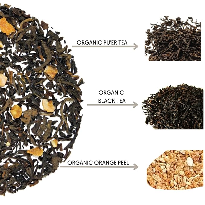 The Tea Spot Organic Morning Mojo Black Tea with Vanilla and Citrus for Energy | Breakfast Blend of Pu'erh Tea, Black Tea, Orange Peel and Vanilla Flavor | 15 Tea Bags