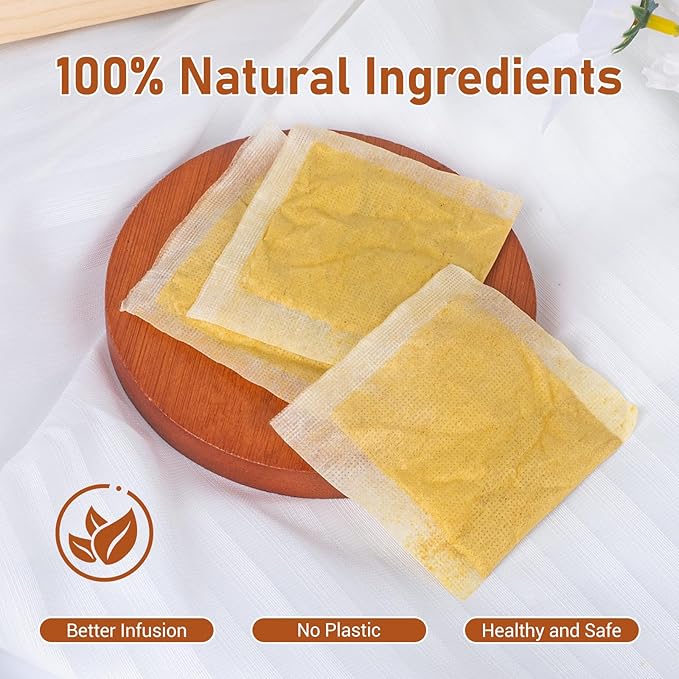 Turmeric Ginger Cinnamon Tea Bags, Pure Natural Ginger Turmeric Herbal Blend Tea with Cinnamon for Promoting Digestion, Boosts Immunity, Caffeine-Free, No Additives (60 Bags/1 Pack）