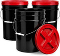 ePackageSupply 5 Gallon Bucket - Food Grade Bucket with Airtight Gamma Seal Screw-On Lid, BPA-Free, Heavy-Duty 90 Mil HDPE Plastic, Bulk Storage, Durable Container, Made in USA, Black/Red, 3 Packs