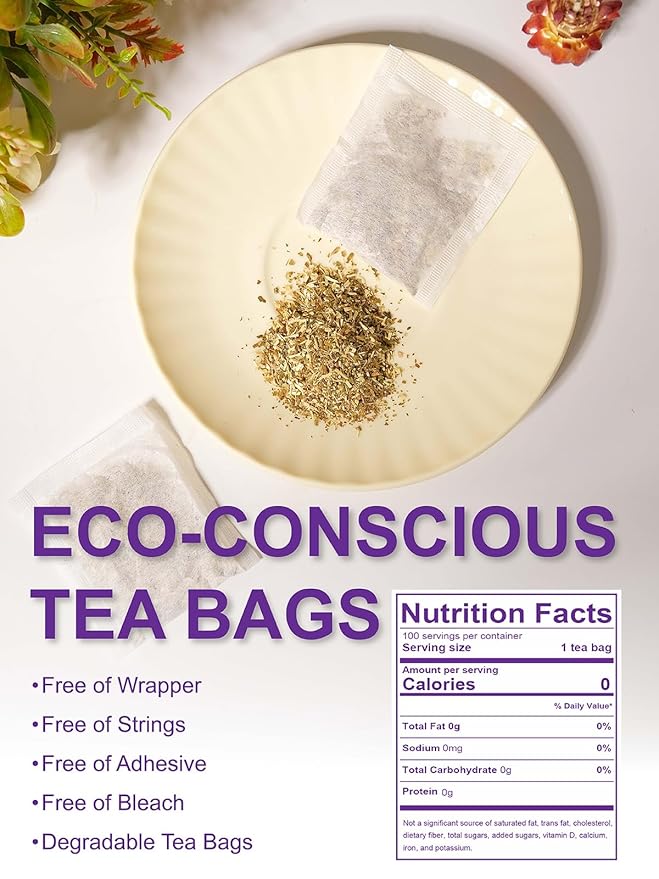 TeeLux Passion Flower Tea Bags, Natural Passionflower Leaf Tea, Smooth & Full-bodied Flavor, Caffeine Free, 100 Count