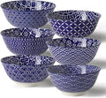 Metahom Ceramic Cereal Bowls, 23 Oz Blue and White Bowls, Porcelain Soup Bowl Set for Salad, Dessert, Pasta, Ice Cream,Set of 6