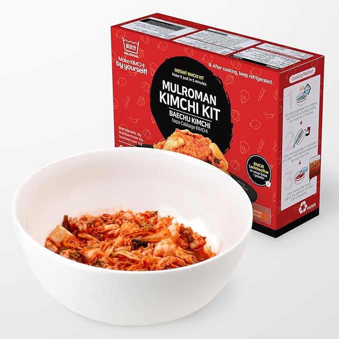 Mulroman Instant Kimchi Kit, Instant Napa Cabbage Kimchi, 6 Servings 350g After Cooking, Make in Just 5 Minutes