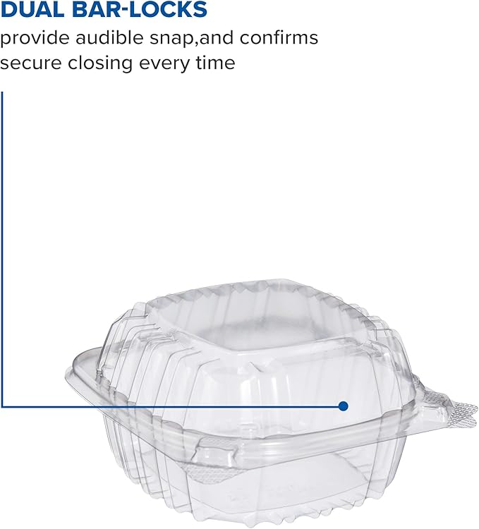 DART C53PST1 OPS 5 in Clear Hinged Container, 5.3 X 5.4 in (Case of 500)