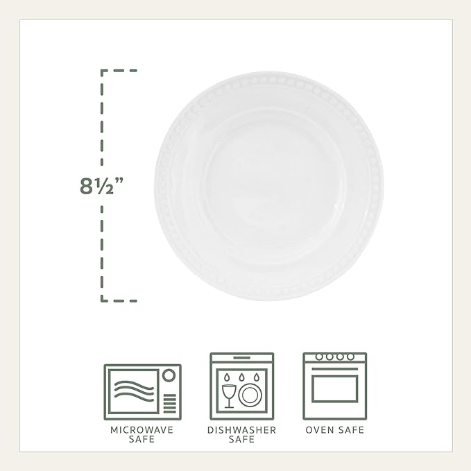 Everyday White Beaded Set of 4 Salad Plates