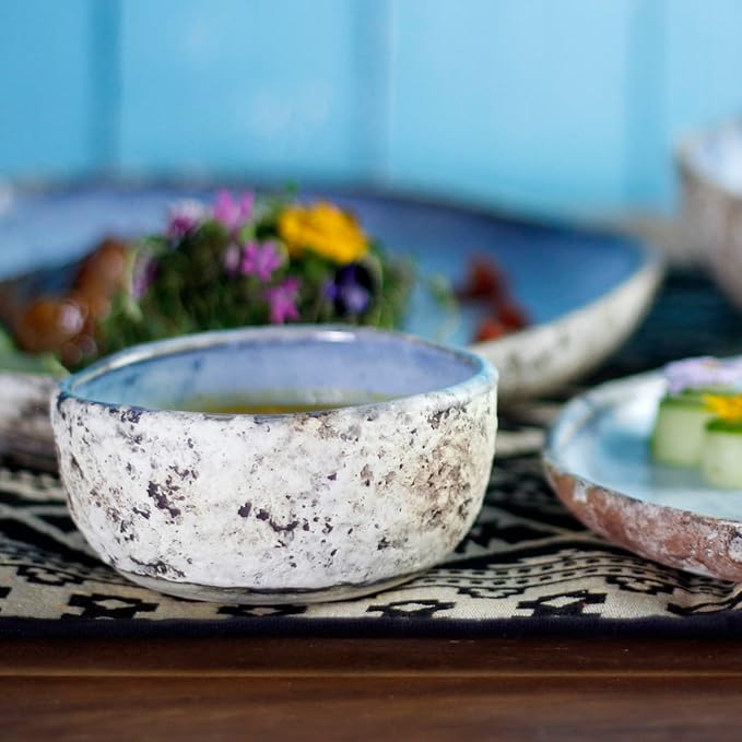 roro 3.5 Inch Handmade Coral Stoneware Sauce Bowls - Set of 4, Coastal-Inspired Ceramic Dipping Bowls, Rustic Small Serving Bowls for Condiments, Appetizers, and Sauces