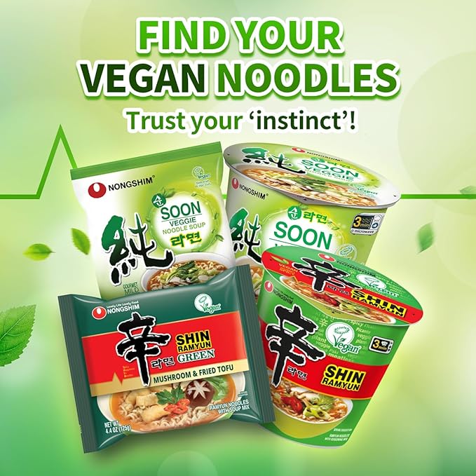 Nongshim Shin Ramyun Vegan, 2.64 Ounce, Pack of 6