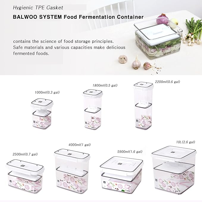 Pickle keeper Press Plate Food Storage Container Organizer for Kimchi Sauerkraut Fermentaion Airtight Lid Locking for Preserved Food (10L / 2.6 gal)