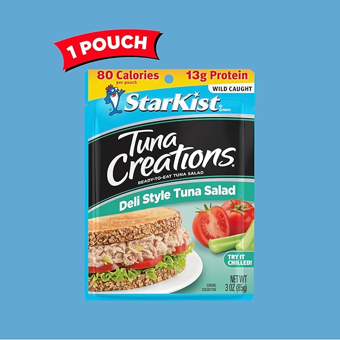 StarKist Tuna Creations Deli Style Tuna Salad Pouch (3 oz) Wild Caught, High Protein Shelf Stable Seafood, Gluten Free, Soy Free, No Draining, Ready to Eat for Salads and Sandwiches (Pack of 5)