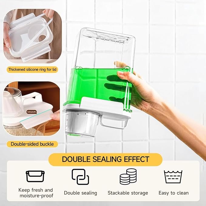 Cereal Container，Rice Storage Dispenser-Airtight Food Storage Organizers BPA-free Plastic Kitchen Pantry Storage Containers Food-Grade PET Material Suitable For Rice, Grains （60.8 oz + 77.7 oz )