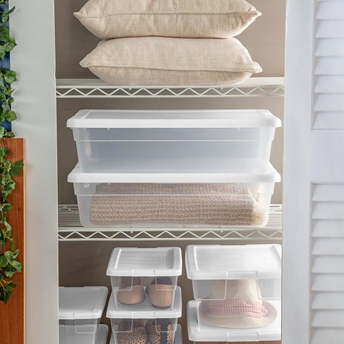 Sterilite Storage Box, Stackable Plastic Container Home Organizer, 28 Qt(10 Pack)