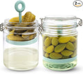 2 Pcs Pickle Jar with Strainer, 25 Oz Glass Pickle Container with Silicone Lift Separator, Airtight Lid Olive Storage Mason Jar for Jalapeno Gherkin Kimchi Marinade Fermenting Canning Jars Wide Mouth