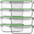 Razab 16 Pc (Set of 8) 30 Oz Glass Meal Prep Containers with Lids, Airtight Large Glass Food Storage Containers, Reusable Leak Proof BPA Free, Freezer to Oven and Dishwasher Safe