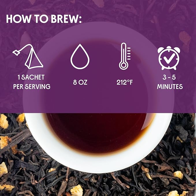 The Tea Spot Organic Morning Mojo Black Tea with Vanilla and Citrus for Energy | Breakfast Blend of Pu'erh Tea, Black Tea, Orange Peel and Vanilla Flavor | 15 Tea Bags
