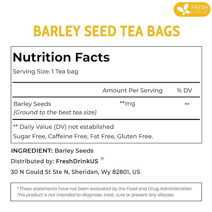 FreshDrinkUS Premium 120 Barley Tea Bags, 100% Natural & Pure. Loose Barley Herbal Tea. Made with Natural Material Tea Bags. No Sugar, No Caffeine, No Gluten, Vegan