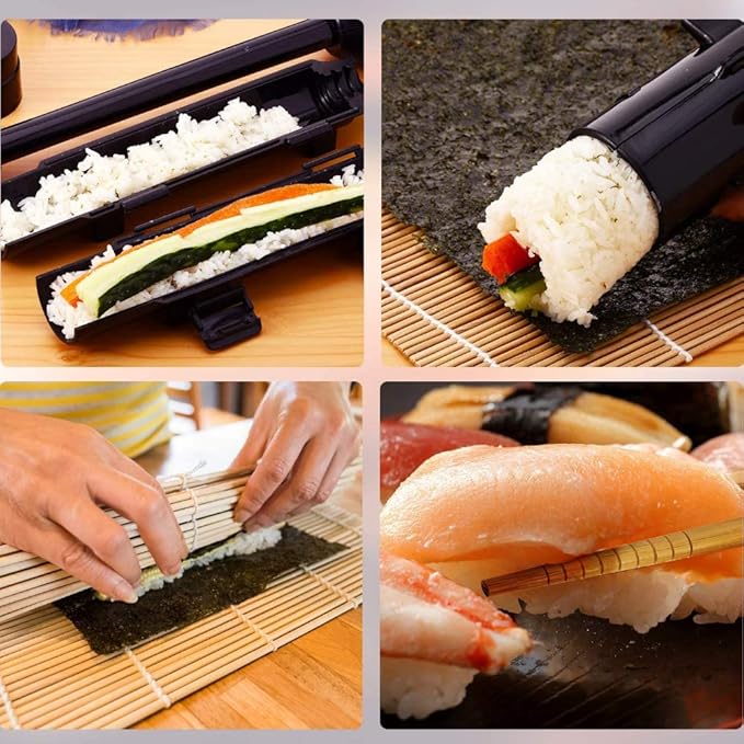 URED sushi bazooka maker kit, Sushi Roller Mold Food Grade Plastic Rice Vegetable Meat homemade Diy Sushi Making Kit Machine tool kitchen Utensils molds press gun