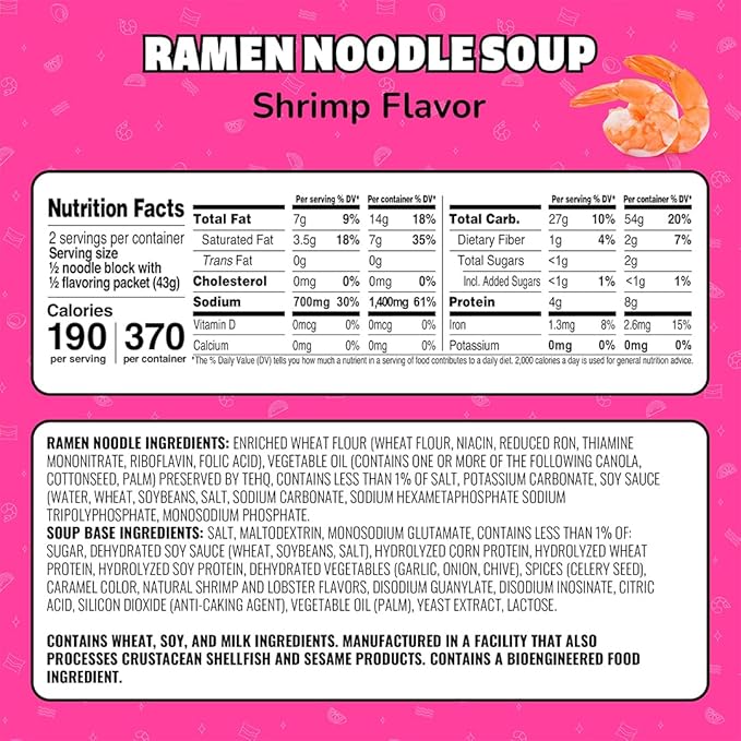 Maruchan Ramen Noodle Soup, Shrimp Flavor – Japanese-Style Instant Noodles, Quick & Easy Meal for Kids, Students & Busy Families – 3 Oz. (24 Pack) | Ready to Eat, 3 Oz, 24 Count