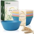 Wrova Wheat Straw Bowls Set 36oz,Cereal Bowls Soup Bowls Set of 6, Unbreakable Salad Bowl Alternative Plastic Bowls Microwave Safe, Soup Serving Bowls for Kitchen, Camping, Outdoor- Vibrant