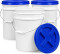 ePackageSupply 5 Gallon Bucket - Food Grade Bucket with Airtight Gamma Seal Screw-On Lid, BPA-Free, Heavy-Duty 90 Mil HDPE Plastic, Bulk Storage, Durable Container, Made in USA, White/Blue, 3 Packs