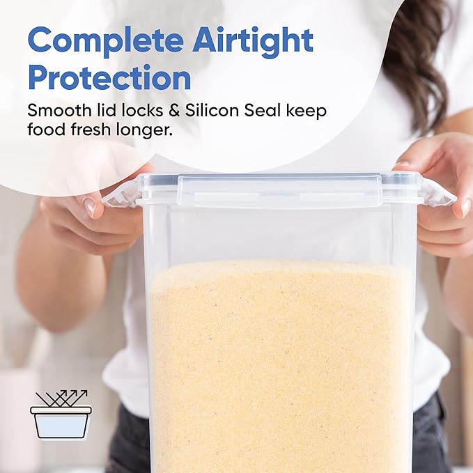 Chef's Path Extra Large Airtight Food Storage Containers with Lids, Pack of 2, 6.5L, 220Oz, Airtight Kitchen and Pantry Bulk Canisters for Flour, Sugar, Rice, and Baking Supplies - Transparent