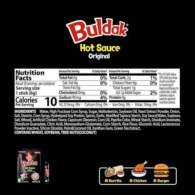 Samyang Buldak Korean Spicy Hot Chicken Stick Sauce Original Flavor Authentic Korean Sauce for Ramen Snacks and Dipping 0.17 fl oz (Pack of 50)