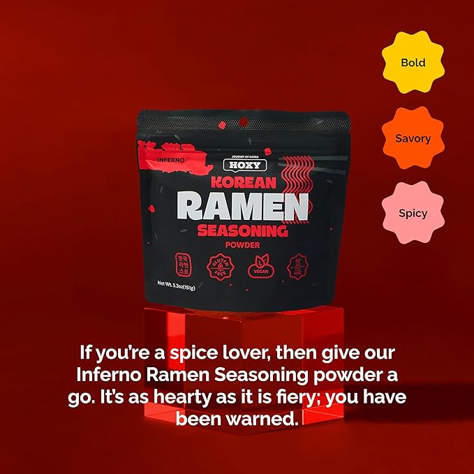 HOXY Journey of Korea "Korean Ramen Seasoning" | Gluten Free, Vegan, No-MSG | Premium Finest Ramen Seasoning Powder | 5.3oz (Inferno)