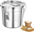 1.6Gal/6L Stainless Steel Airtight Canister, Airtight Food Storage Container with Lid and Lock Clips, 304 Stainless Steel Canister for Rice, Flour, Grain, Coffee Bean