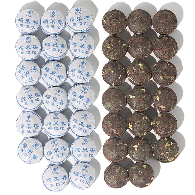 LWXLJMJZC-40pcs Cooked Stick Rice Puerh Tea|Ripe(Shu) Mini Tuo Cha|Yunnan Glutinous Rice Balls Pu erh Cake