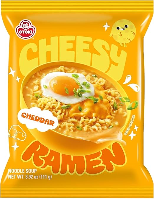 OTOKI Cheesy Ramen – Cheddar Flavor | Non-Spicy, Creamy & Savory Korean Instant Noodles, 3.92 oz (Pack of 8)