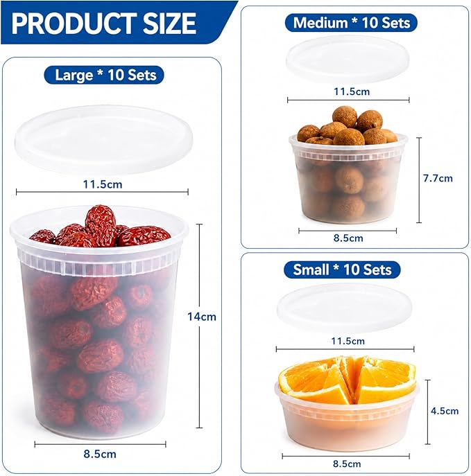 30 Sets (60-Piece) Disposable Food Storage Containers with Lids, BPA-Free, Leakproof, Microwave, Dishwasher and Freezer Safe, Perfect for Everything from Dips and Sauces to Fruits and Full Meals .