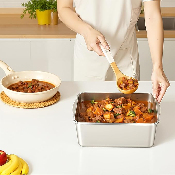 Freshmage 7000 ML / 245 oz /30 Cup Extra Large 304 Stainless Steel Food Storage Container with Lid & Handle – Oven Safe, BPA-Free Meal Prep for Roasting Chicken, Large Cuts of Meat, Bread & Fruits
