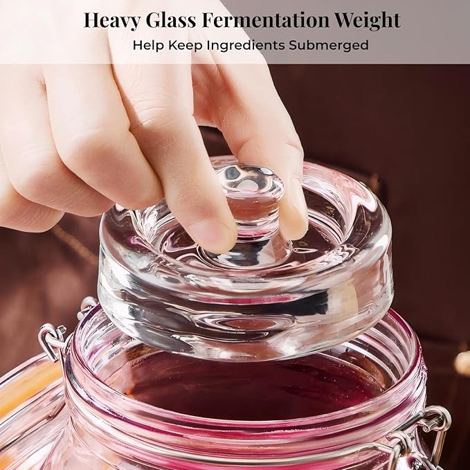 1.5L Wide Mouth Fermentation Jars, Pack of 2 with Airlocks & Glass Weights, Complete Fermenting Kit for Sauerkraut, Kimchi & Pickles