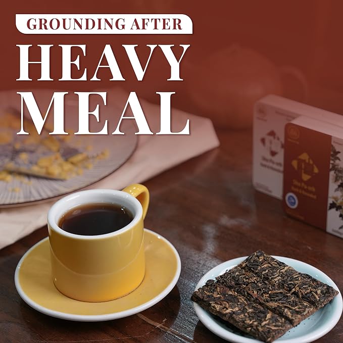 Pu-erh Tea Cake 36g | After-Meal Reset Ritual | Brew Once, Drink All Day | Smooth, Non-Stimulating Ripe Pu-erh | 6 Breakable Pieces, No Tools Needed | Ancient Tree Tea from Vietnam | Chill Cham Grounded