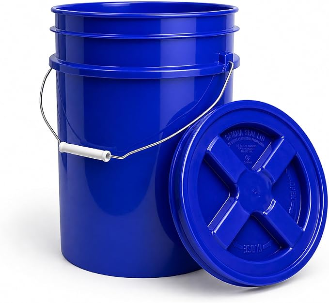 ePackageSupply 5 Gallon Bucket - Food Grade Bucket with Airtight Gamma Seal Screw-On Lid, BPA-Free, Heavy-Duty 90 Mil HDPE Plastic, Bulk Storage, Durable Container, Made in USA, Blue/Blue, 1 Pack