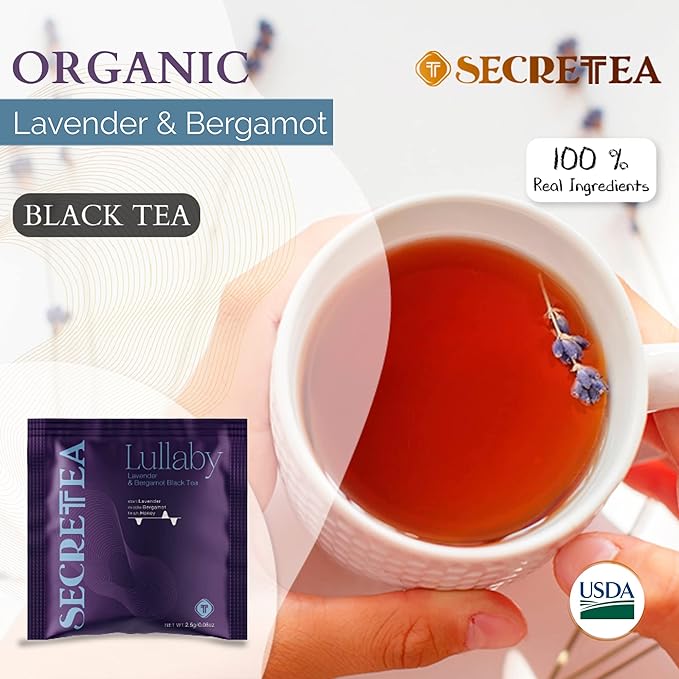 Organic Lavender Earl Grey Bergamot Black Tea | 100% Real ingredients,15 Sachet Tea Bags (Pack of 3) |By T SECRETEA, Lullaby
