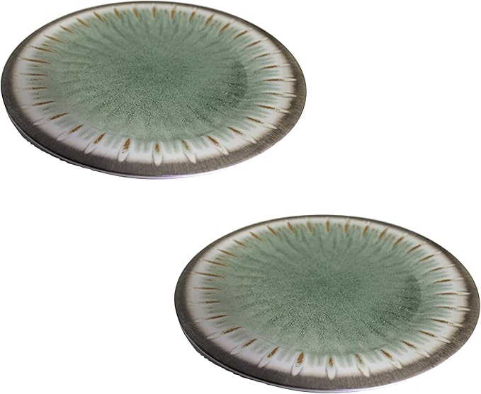 Dependable Industries inc. Essentials 10.5" Melamine Hummus & Guacamole Serving Bowls – 2-Piece Set for Dips, Olives, Condiments – Middle Eastern Style Dishwasher Safe Dip Dishes (Green)