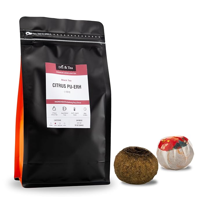 Dfz & tea Xinhui Citrus Puerh Tea,Chinese tea,Low Caffeinated,Make Hot or Cold,24 Piece, (10 Ounce)