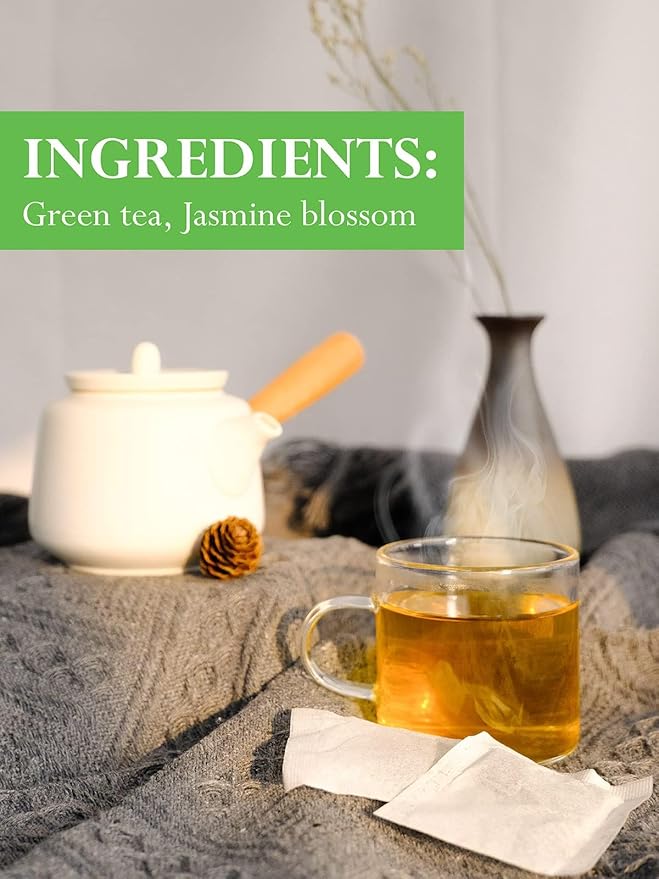 TeeLux Jasmine Green Tea Bags, Natural Caffeinated Jasmine Scented Green Tea with Pleasant Aroma, Smooth Taste, 200 Count