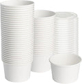 ESSENTIAL Paper Ice Cream Cups with Lids, 50pcs 8oz Disposable Dessert Bowls with Lids for Hot or Cold Food, Paper Snack Containers for Sundae, Frozen Yogurt, Soup (White)