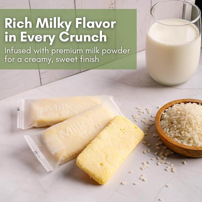 56% MILK CLASSIC Korean Milk Cracker – Oven Baked Non-Fried Rice Crackers, Individually Wrapped – Crispy Milk Flavor Snack – Lunchbox, Snack Box & Gifting 24 Count - 2 Pack