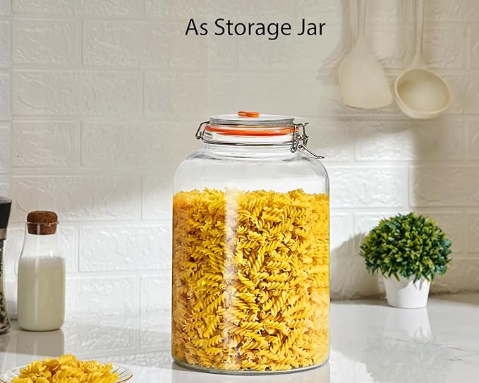 1Pack Fermentation Jar, 2Gallon Wide Mouth Glass Fermenting Kit with Airlocks for Making Sauerkraut, Kimchi, Pickles, Mead, Cider & More