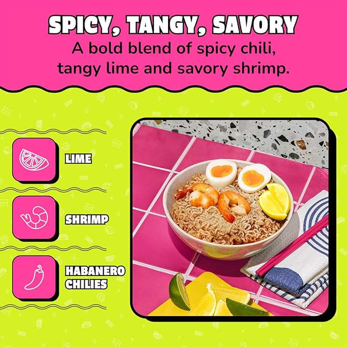 Maruchan Ramen Noodle Soup, Lime Chili Shrimp Flavor – Japanese-Style Instant Noodles, Quick & Easy Meal for Students & Busy Families – 3 Oz. (24 Pack)