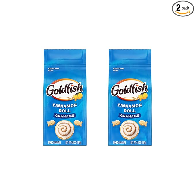 Goldfish Grahams Cinnamon Roll Baked Snack Crackers, 6.6 Oz Bag (Pack of 2)