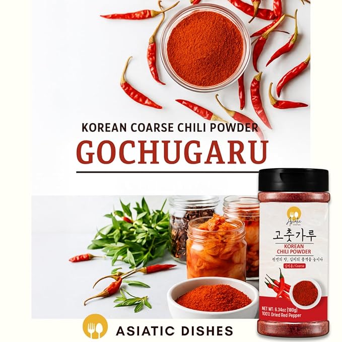Korean Gochugaru Red Pepper Flakes, 6.34 oz Bottle – Sun-Dried Coarse Chili Powder for Kimchi, Jjigae, Stir-Fry & Korean BBQ – 100% Pure, No MSG, No Additives – Shaker-Ready Spice Bottle