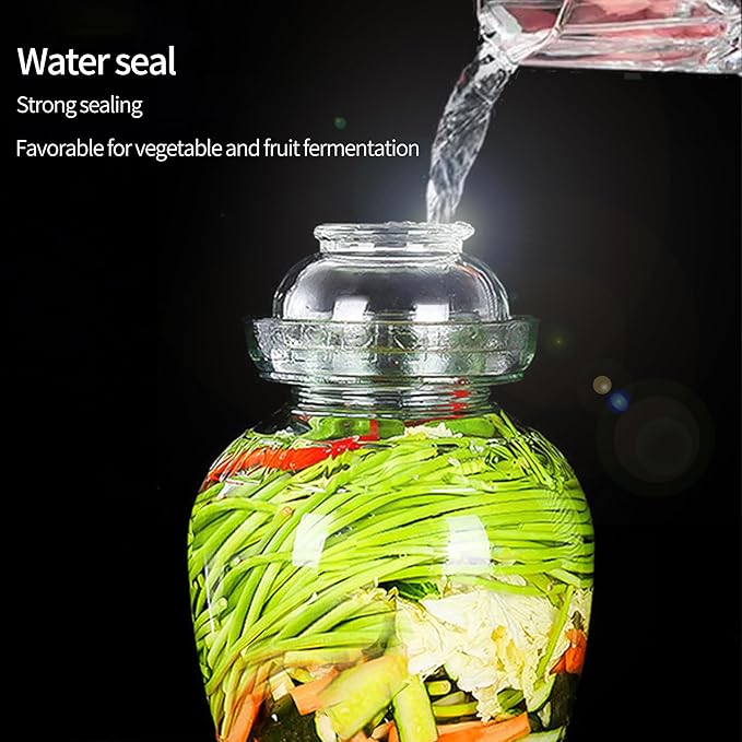 Glass Fermenter, Kimchi Jar Pickle Jar, for making kimchi, fruit sauce and wine making P-J-1 (A)