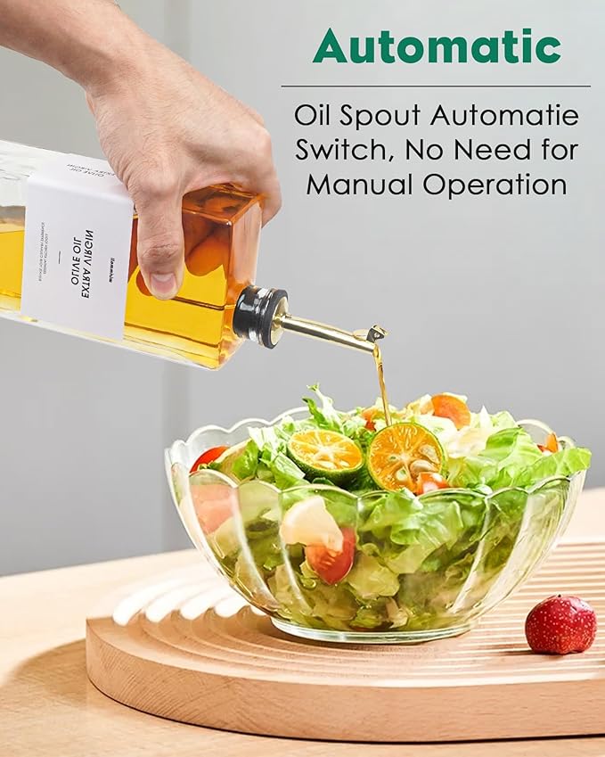 WISIMMALL Olive Oil Dispenser For Kitchen, Glass Oil Bottle 350ML Oil And Vinegar Dispenser Set Of 4 with 4 Stainless Steel Pourers & 44 Labels, Soy Sauce Dispenser, Coffee Syrup Bottles