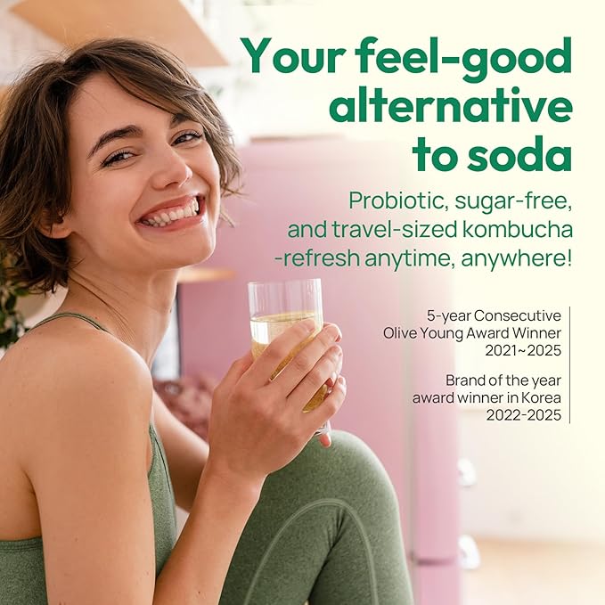 TEAZEN Pineapple Kombucha Powder, Hydration Drink Mix, Sugar Free, Live Probiotics & Prebiotics, On-the-Go 30 Packets, 5.29oz